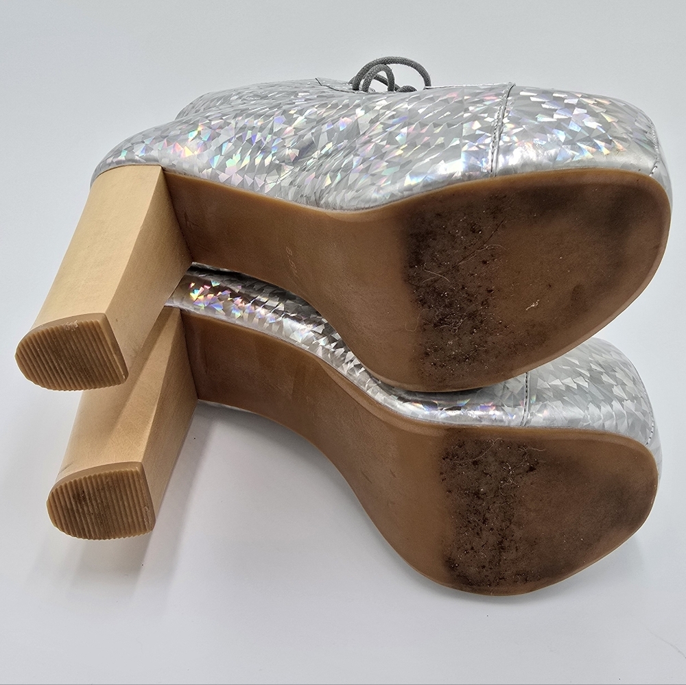 Jeffrey Campbell Silver Holographic Platform Heels - Picture 12 of 16